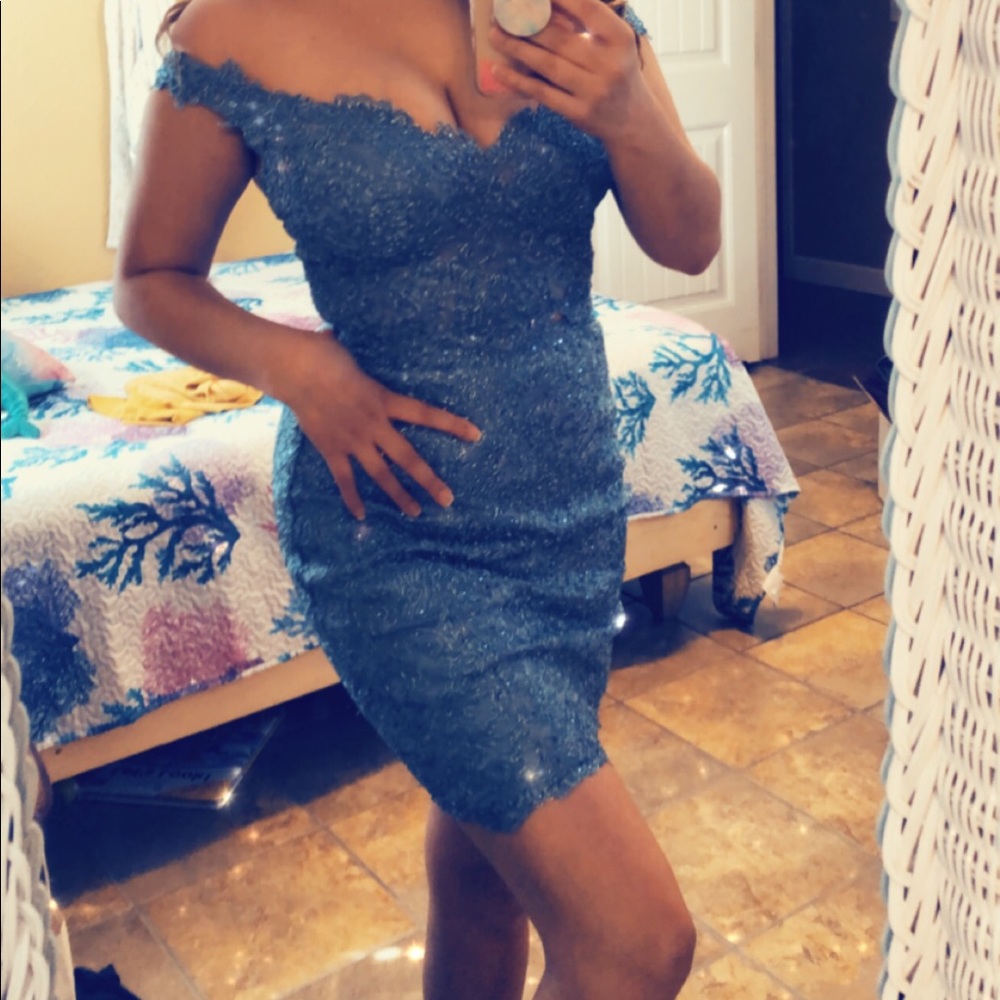 Sherri Hill blue lace 2 piece